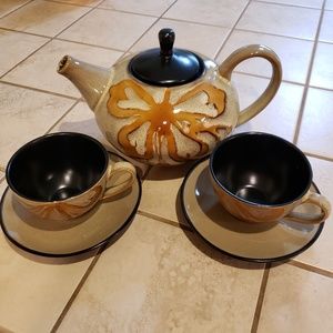 PIER 1 IMPORTS KIOKO brown tea mug set
